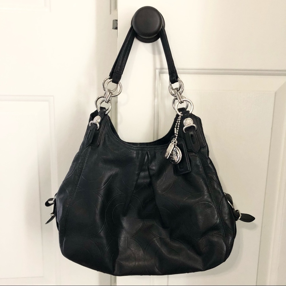 Coach Leather Maggie Black Shoulder Purse